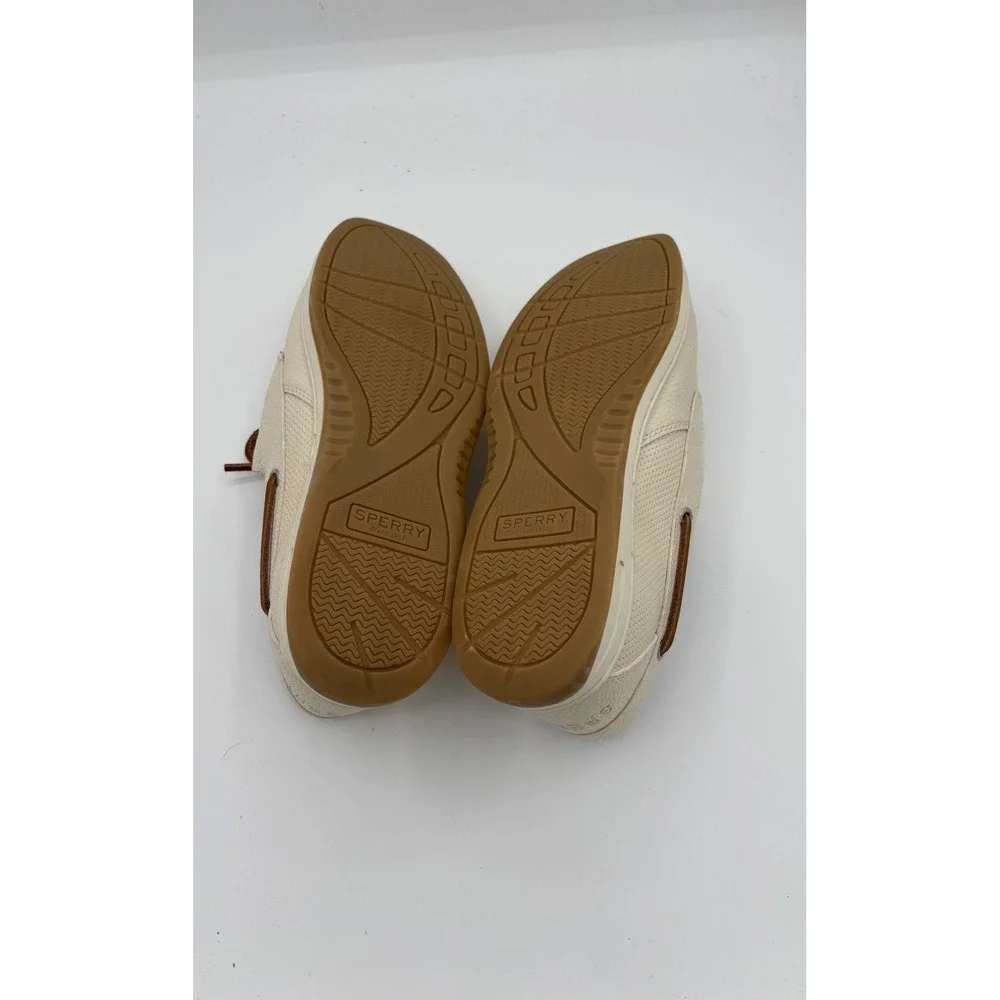 Sperry Whalefish Mens 8.5 Cream Leather Boat Shoes Memory Foam 105582 Loafers